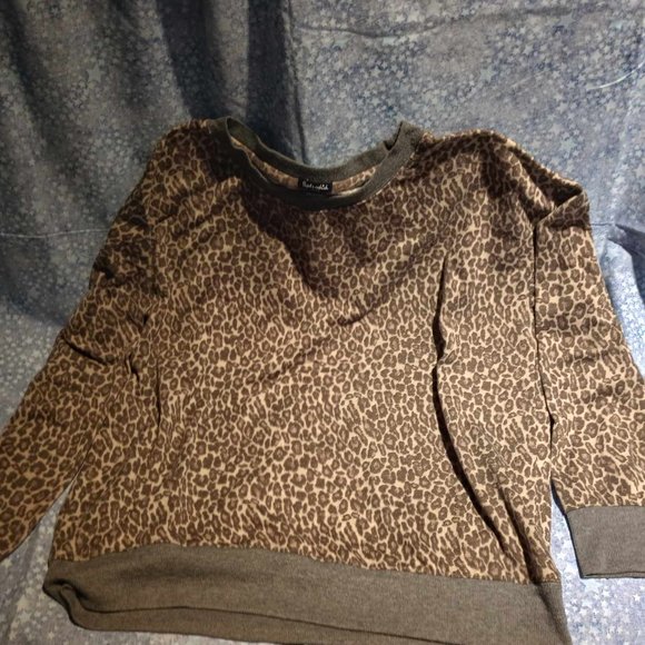 Women's grey leopard Splendid 2 piece long sleeve and jogger pant pajama set XL - Picture 4 of 12